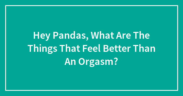 Hey Pandas, What Are The Things That Feel Better Than An Orgasm? (Closed)