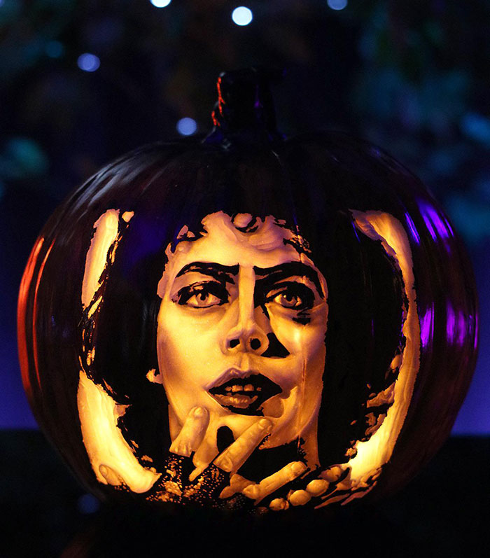 This Pumpkin Will Leave You In Anticipation. I Just Finished This Carving Of Frank-N-Furter On A 9-Inch Foam Pumpkin