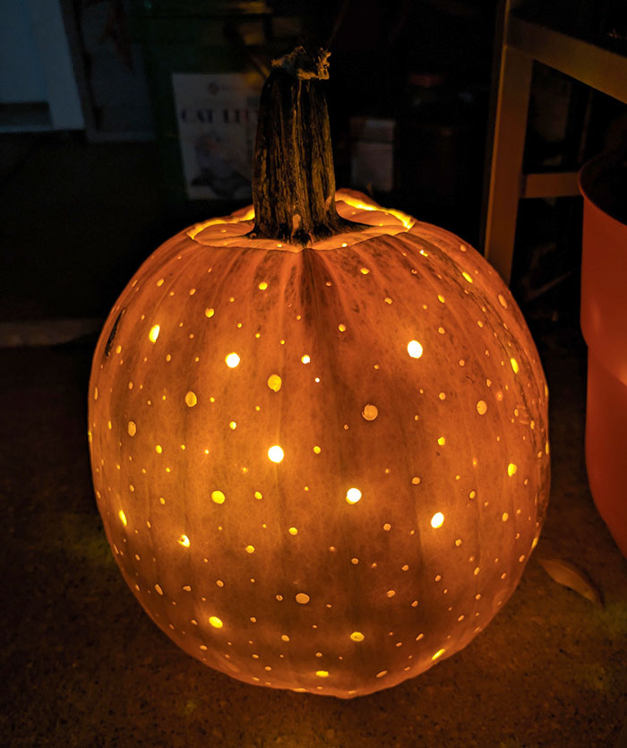 I Drilled Holes In A Pumpkin And Put A 700 Lumen LED Inside