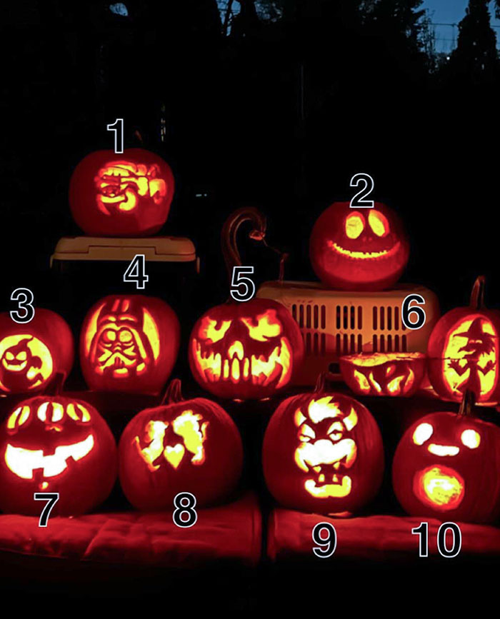 My Family's Annual Pumpkin Carving Competition. Please Pick Your Favorite