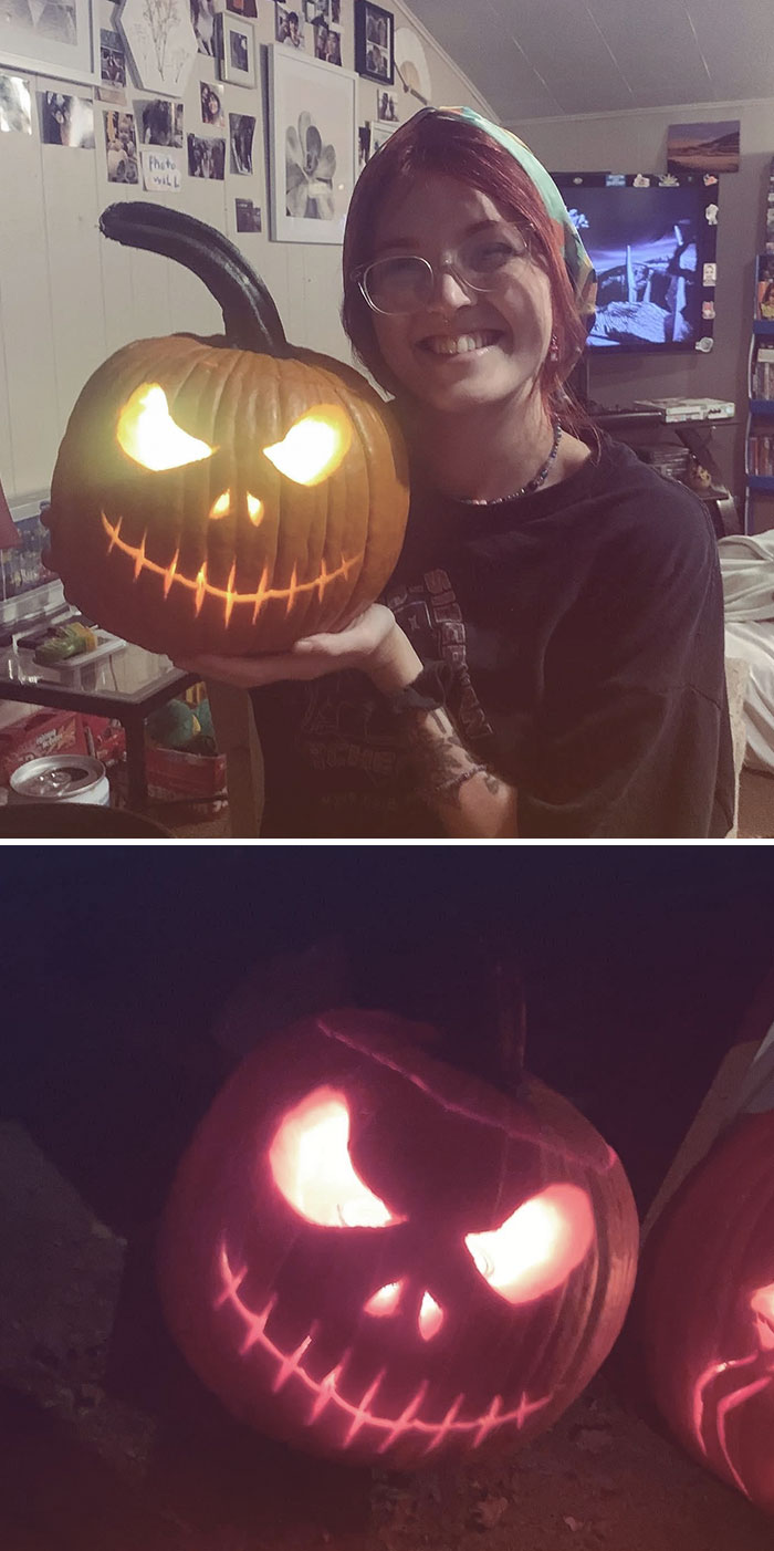 I Finally Carved My First Pumpkin At 25. I'm Very Proud Of Him