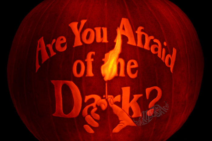 "Are You Afraid Of The Dark?" Carved Pumpkin With A Show's Name