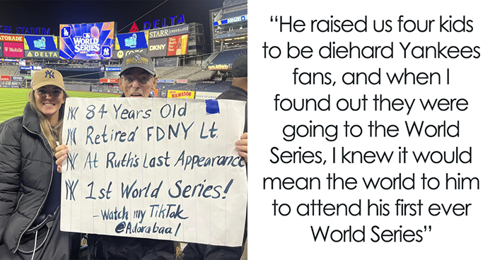 Woman Knows Dad Always Dreamed Of Seeing Yankees Play In The World Series, Gets Him Surprise Tickets