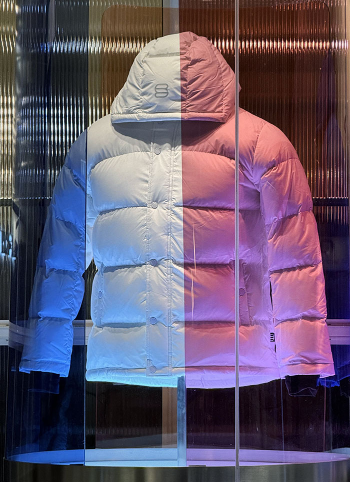 This Storefront Uses Tinted Sheets Of Plastic To Show You What The Jacket Would Look Like In Different Colors