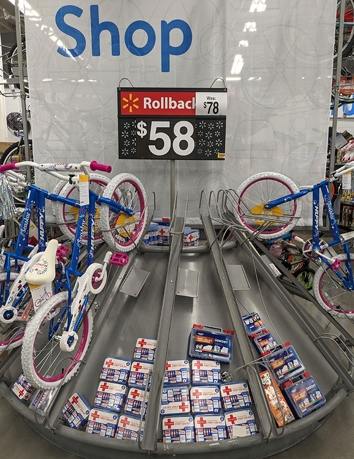 Walmart Sells Kids' Bikes With First Aid Kits On The Same Display