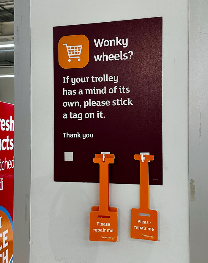 UK Supermarket Has A Tag You Can Add For Carts With Wonky Wheels