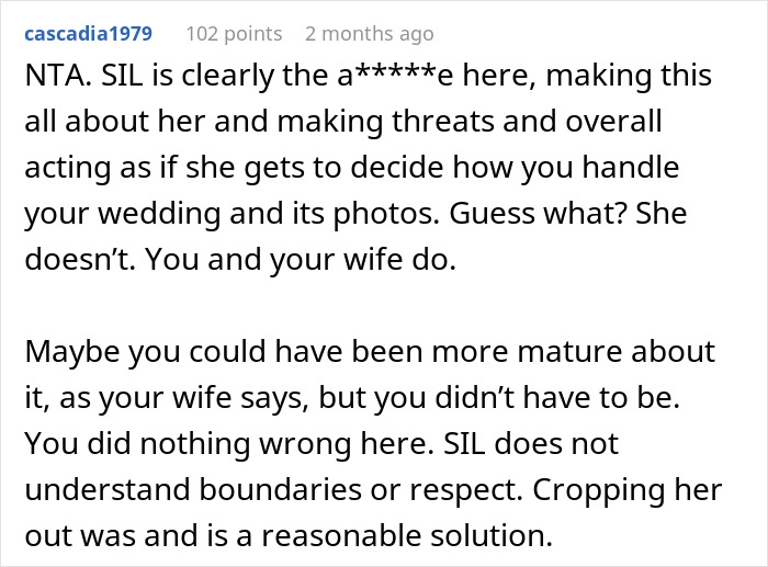 Groom Maliciously Complies With SIL’s Demand To Not Post Photos With Her In Them Online