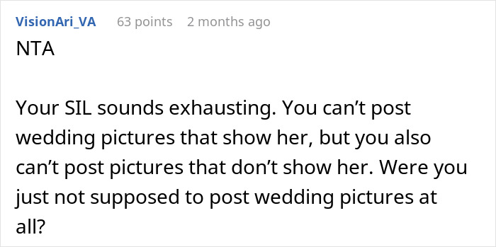 Groom Maliciously Complies With SIL’s Demand To Not Post Photos With Her In Them Online