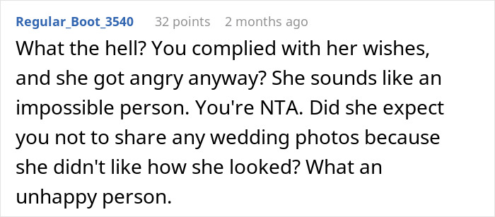 Groom Maliciously Complies With SIL’s Demand To Not Post Photos With Her In Them Online