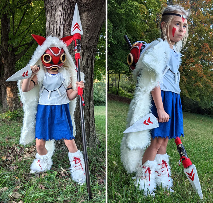 Made My Daughter A Princess Mononoke Costume For Halloween This Year