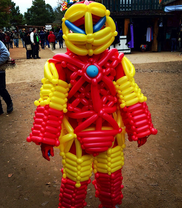 He Stood Still For Three Hours To Get His Custom Made Iron Man Costume Made From Balloons