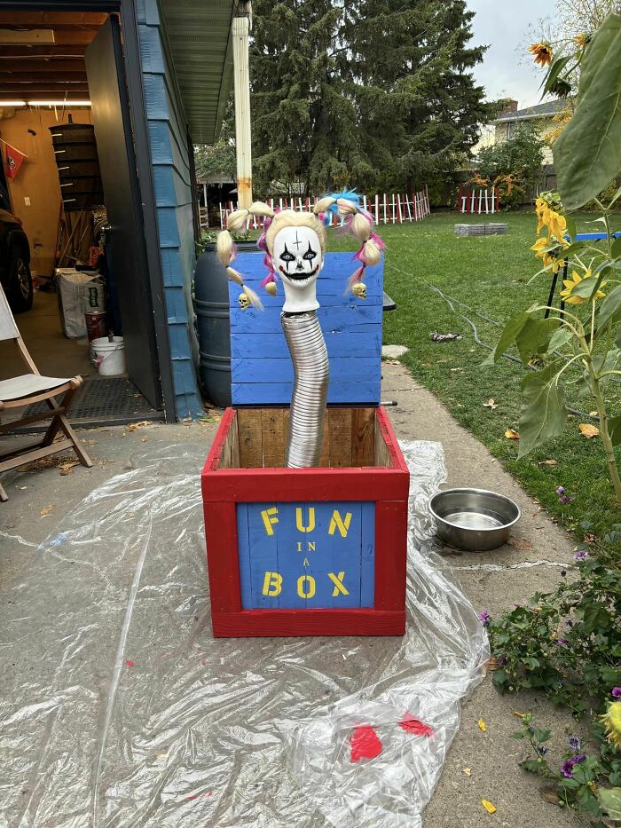 Wanted To Make A Jack In The Box For Our Carnevil Themed Halloween Party This Year But Made A Jill In The Box Instead And Here She Is!