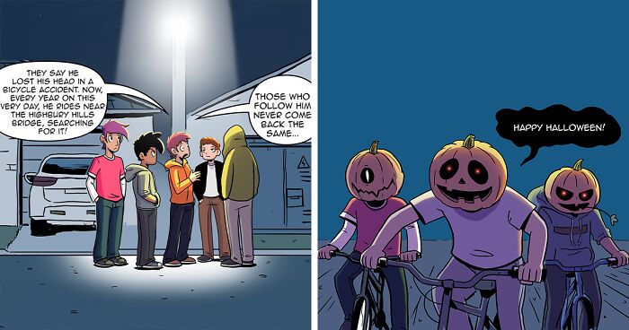 For This Halloween, I Created Comics About Headless Cyclists And Other Spooky Stories