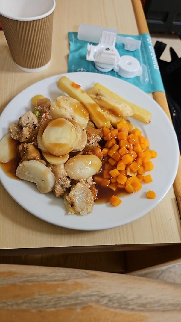 Chicken Hotpot, Carrots & Chips. Royal Hallamshire, Sheffield