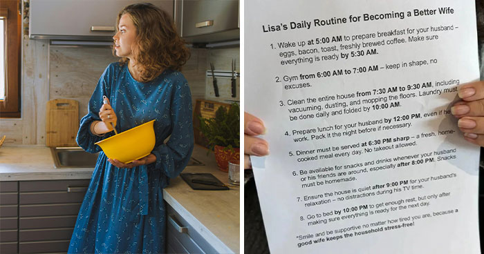 “Smile”: Wife Shares The Unhinged List Her Husband Prepared For Daily Chores She Must Follow