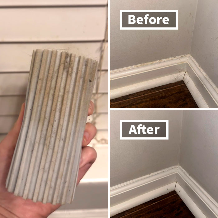  Magic Sponge Eraser Baseboard Cleaner Tool May Cause Excessive Satisfaction And A Strong Urge To Tackle All The Dusty Corners Of Your Home, Just In Time For Your In-Laws' Arrival