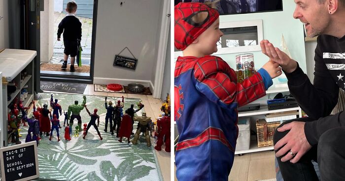 Superhero Fan Kid Embarks On His First Day Of School With The Most Wholesome Sendoff From Parents