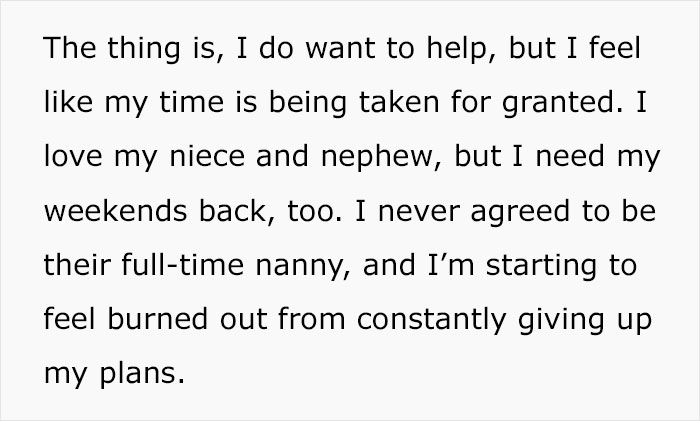 Mom Pressures Brother To Babysit Every Weekend To Help Save Her Marriage, Gets A Reality Check