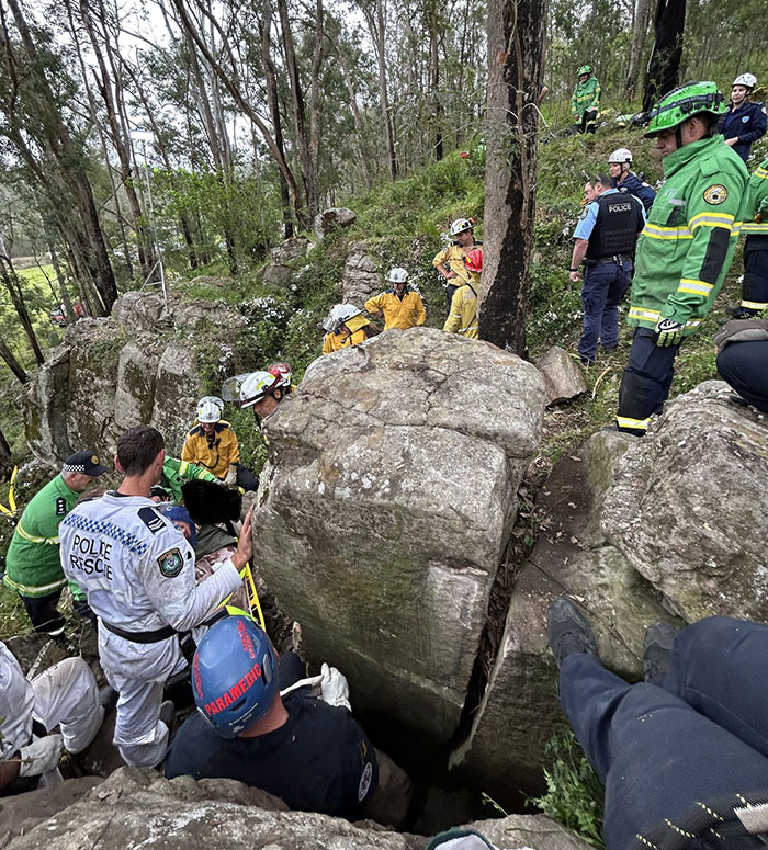 "Lucky" Woman Trapped Upside Down For 7 Hours Between Boulders After Trying To Recover Her Phone