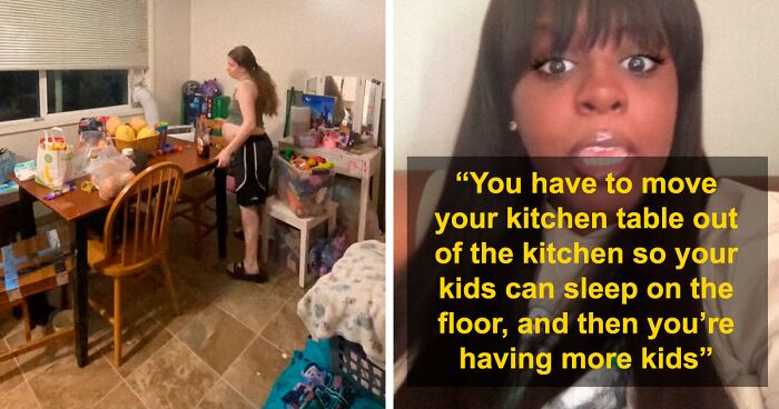 Parents Make Kids Sleep In The Dining Room As They Have Only 1 Room, Are Expecting Another Baby