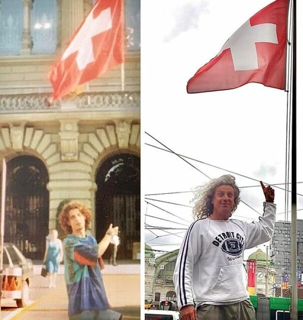 Autostop 1993 - Easyjet 2023 Hi, I Am Peter From Poland And It’s Me During My First Hitchhiking To Western Europe ( Here In Switzerland ) And Me In Switzerland 30 Years Later