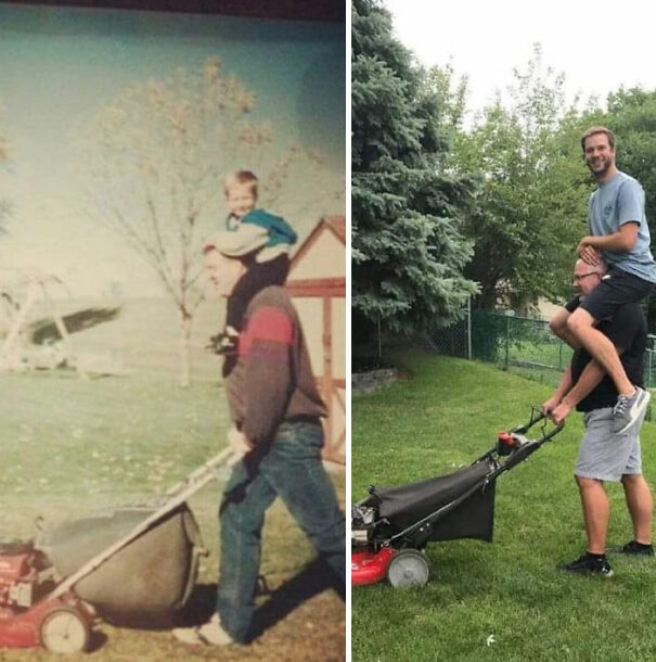 Mowing The Lawn With My Dad 24 Years Apart