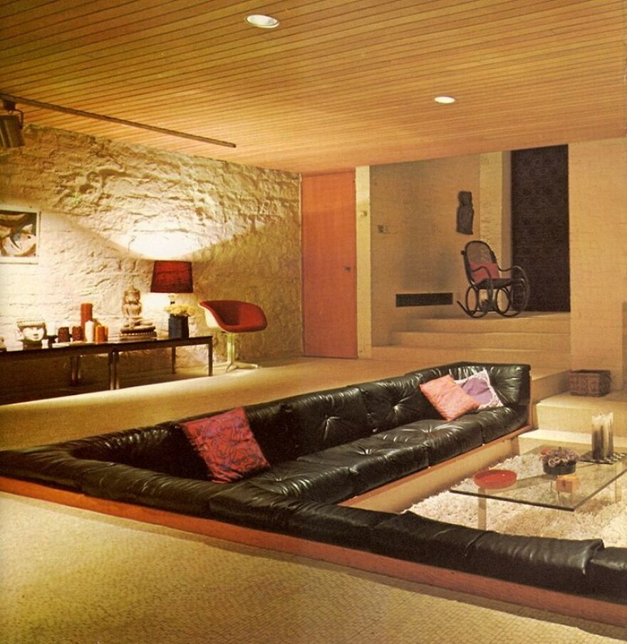 A 1970s Conversation Pit In A Room With A Clockwork Orange Vibe