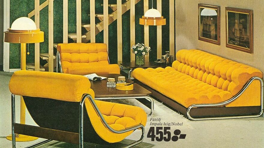 Yellow Bubble Couch And Armchair From The IKEA Catalog Of The 1970s