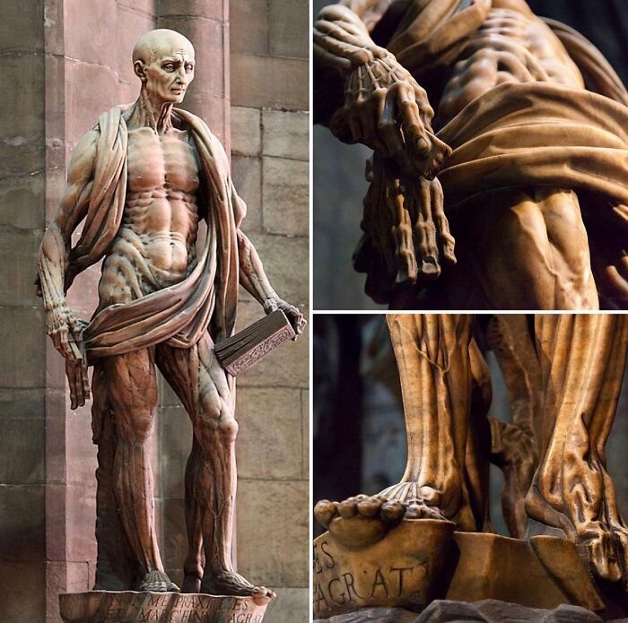 This Statue By Marco D’agrate Depicts Saint Bartholomew, An Early Christian Martyr Who Was Skinned Alive