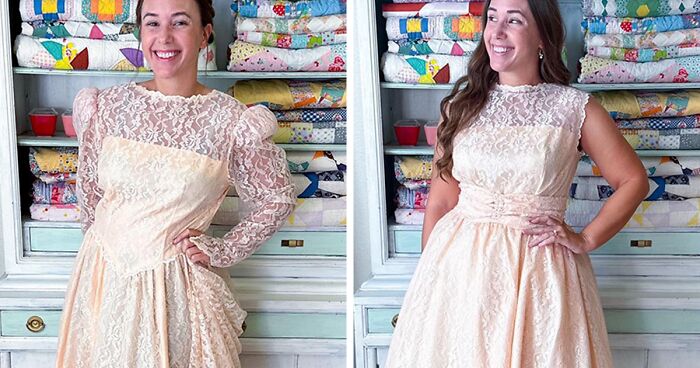 Woman Gives Amazing Transformations To Thrifted Dresses, Here They Are Before And After (26 New Pics)