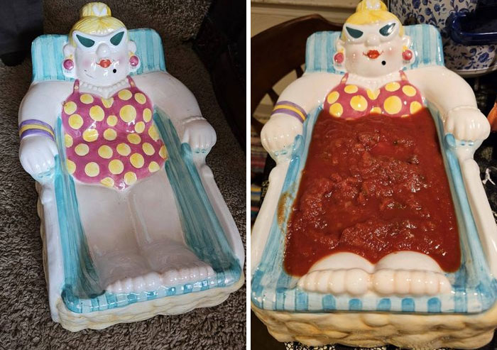 Found An Old Lady That You Can Eat Chips Out Of Her Bathwater At Goodwill Yesterday. LOL Part Of A Bathing Beauty Line From Cardinal Inc... I Named Her Beverly