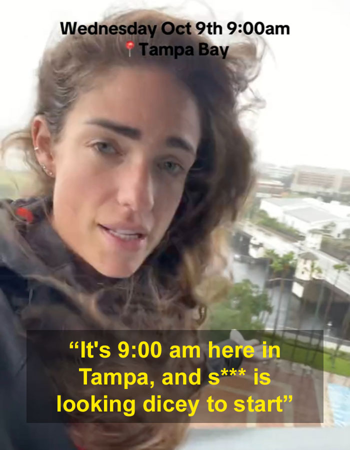 Woman Camps Out In Hallway As Hurricane Milton Seeps Through High-Rise Apartment Windows