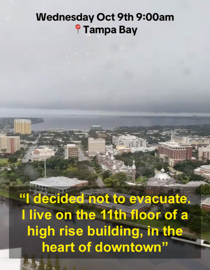 Woman Camps Out In Hallway As Hurricane Milton Seeps Through High-Rise Apartment Windows