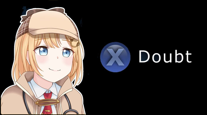 "X To Doubt" meme featuring an anime-style character beside the iconic blue "X Doubt" button, set against a black background.