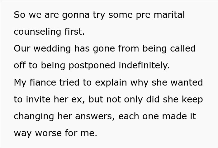 “AITAH For Calling Off My Wedding Because My Fiancée Wanted To Invite Her Ex?”