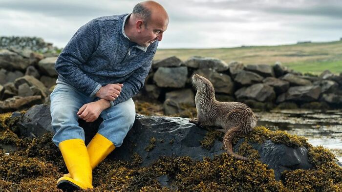 A Heart-Warming Story Of Rare Friendship Between A Wild Otter And A Man From Remote Scottish Islands