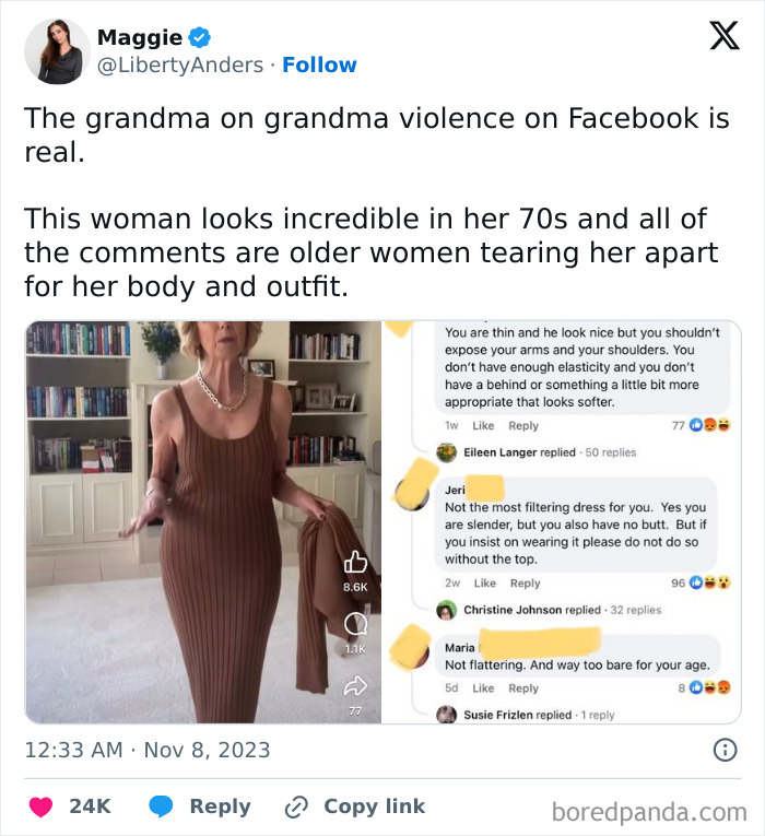 Comments Under Video Of A Woman In Her 70s Wearing A Sleeveless Dress Go Viral For Their Vileness