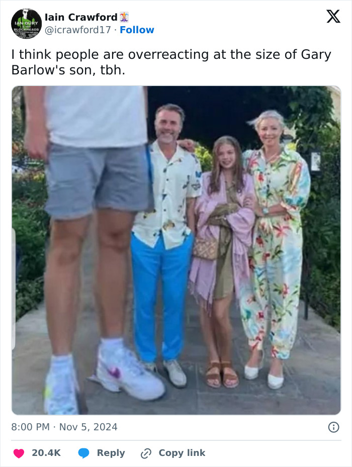 British Star Gary Barlow's Son Sparks Flood Of Hilarious Memes Over Towering Height