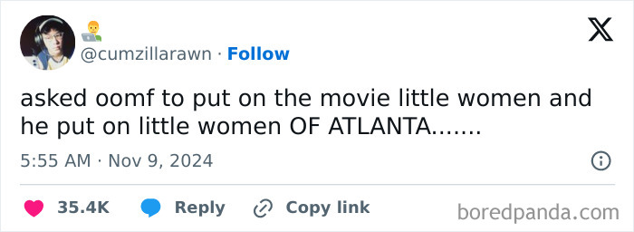 Funny tweet about mixing up "Little Women" with "Little Women of Atlanta," shared online in November.