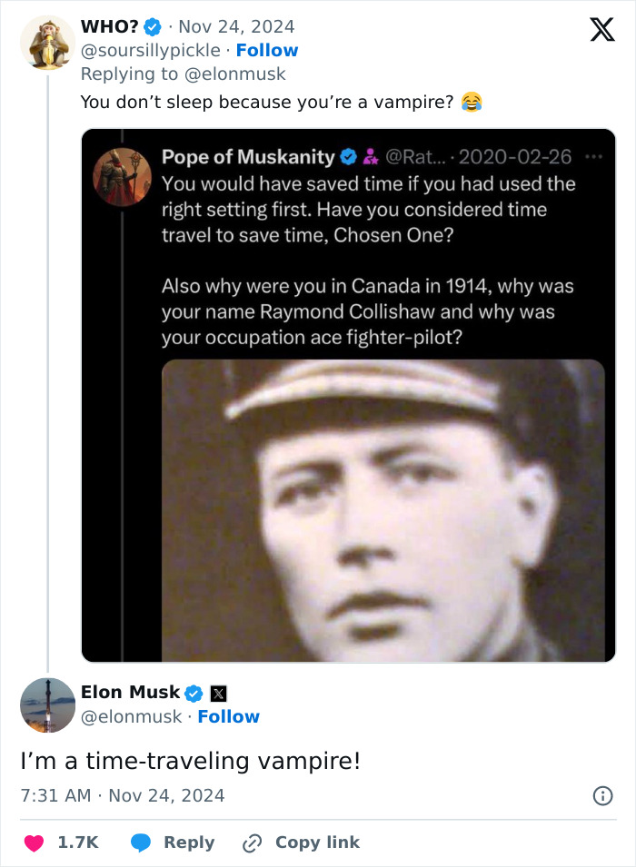 Elon Musk Stuns Fans With Wild Claim He's "3,000 Year Old Time-Travelling Alien" With Weird Photo