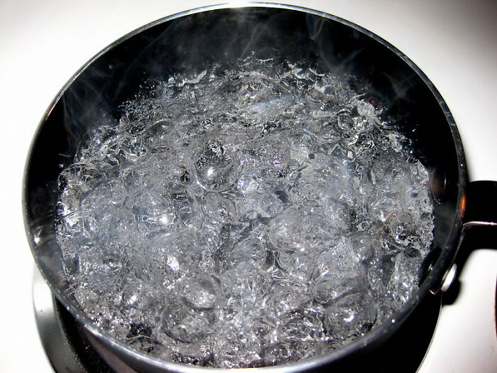 A pot of boiling water, related to the funniest joke you’ve been told and still think about today.