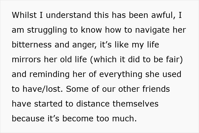 Woman Wonders What To Do About Her Friend, Who Became Overly Bitter After A Divorce