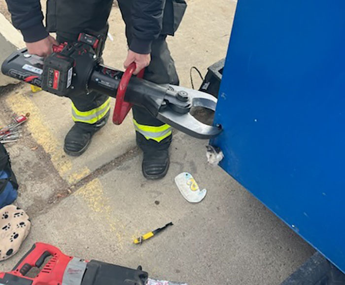 Kitty Trapped In Dumpster Gets Rescued By Firefighters With Heavy Machinery, And Netizens Are Happy