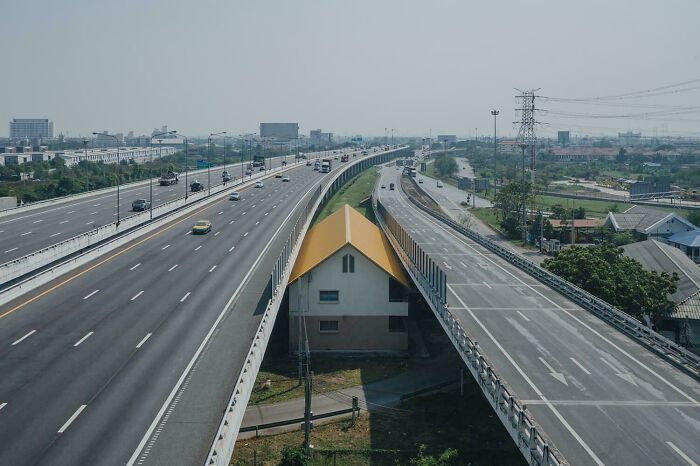 A House In Between Highways In Thailand