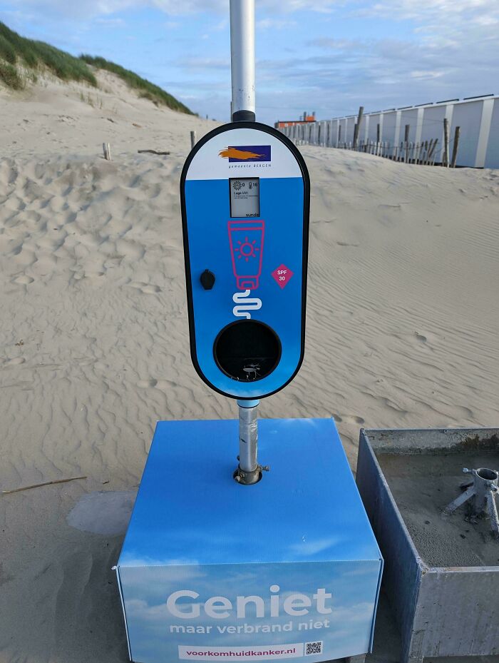 The Beaches Here In The Netherlands Have Free Sunscreen Dispensers