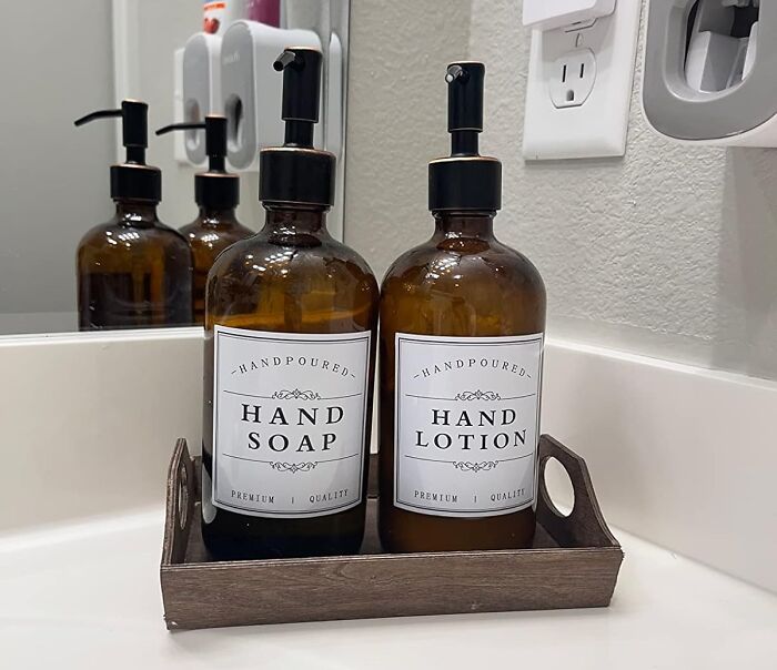 Bring Some Elegance And Sophistication To Your Rental's Bathroom With Glass Soap Dispensers, A Stylish And Practical Solution That Keeps Your Soap And Lotion Tidy While Elevating Your Bathroom's Decor