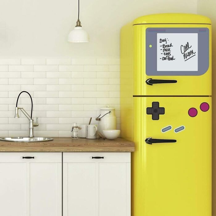 Bring A Blast Of Nostalgic Fun To Your Rental's Kitchen With Gameboy Peel And Stick Fridge Decals, A Quirky And Removable Solution That Adds A Touch Of Retro Charm To Your Fridge