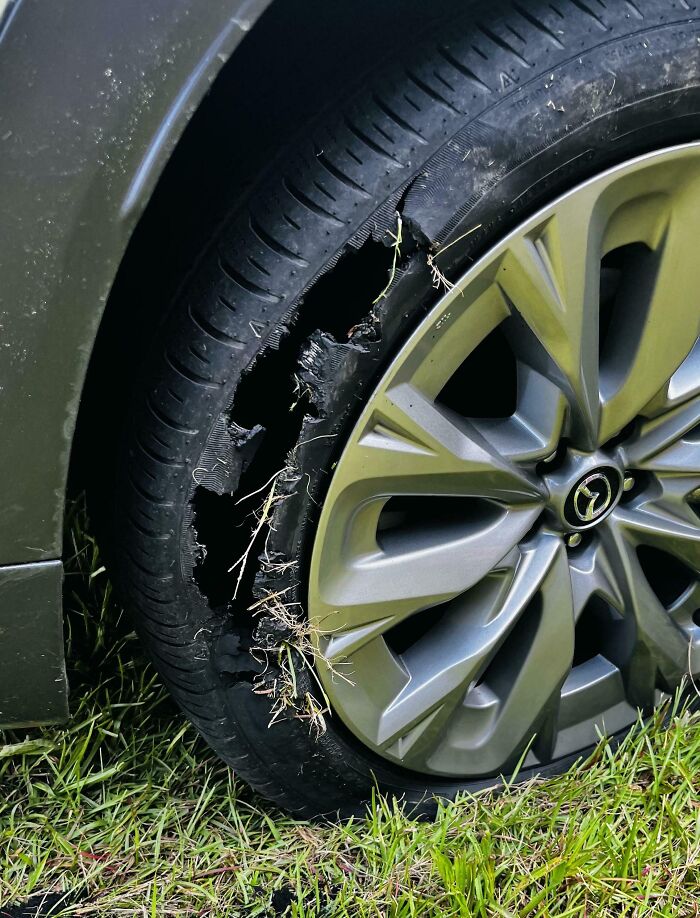 Tire Exploded On The Highway 20 Minutes After Leaving The House For Our Week Long Family Vacation