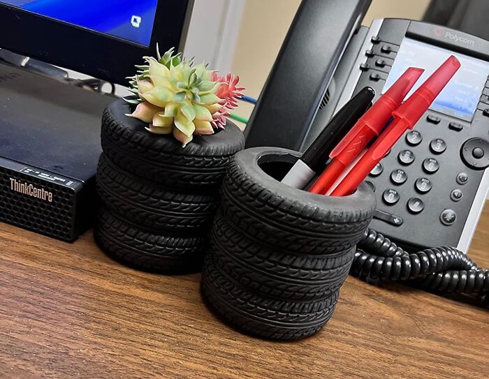 Get A Grip On Your Pens With The Tire Stack Pen Holder, A Wheel-Y Fun Way To Keep Your Writing Utensils In Check 