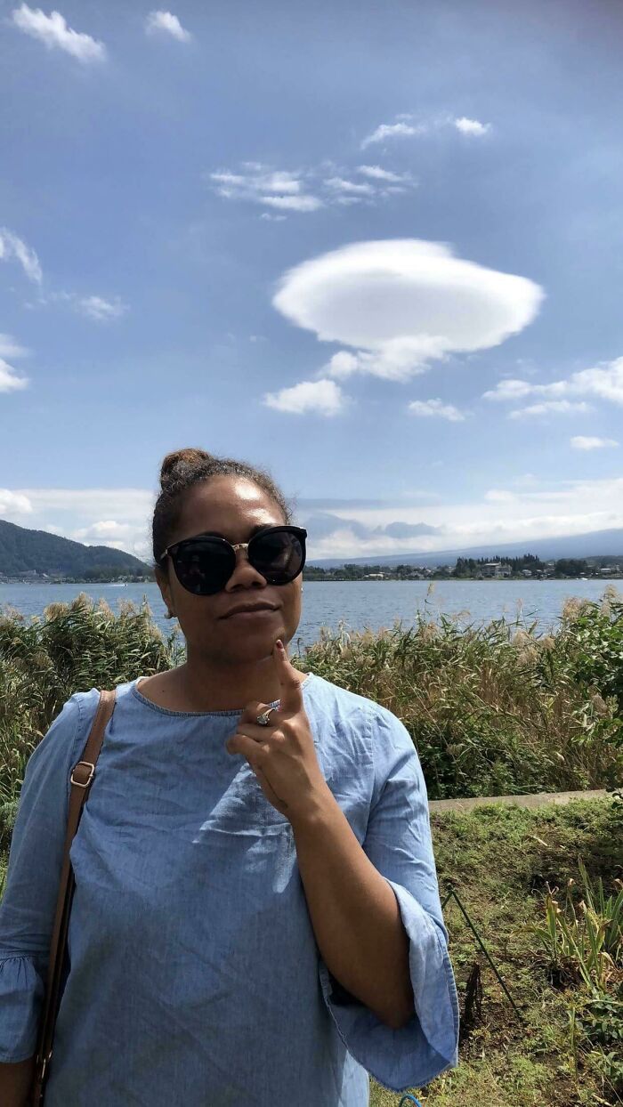 Noticed That A Cloud Behind My Girlfriend Looked Like A Thought Bubble